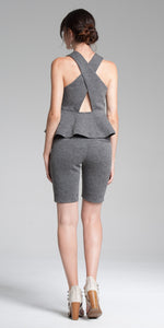 Sleeveless Peplum Top - Dk. grey