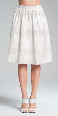 Embroidered Knee-Length Skirt - White