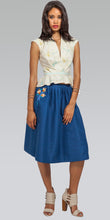 Embroidered Knee-Length Skirt - Indigo