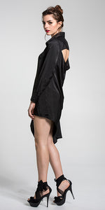 Asymmetrical Shirt Dress w/Open Back