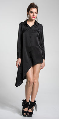 Asymmetrical Shirt Dress w/Open Back