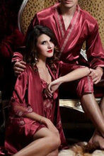 Shiny and Elegant! Two-Piece pajama set in Kimono style wz Spaghetti dress-Burgundy