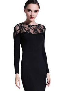 Long Sleeve lace Mini Dress in Black