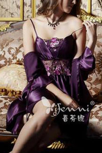 Two-Piece Pajama Kimono Spaghetti Dress  - Shiny And Elegant