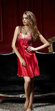 Shiny and Elegant! Two-Piece pajama set in Kimono style wz Spaghetti dress -  Red